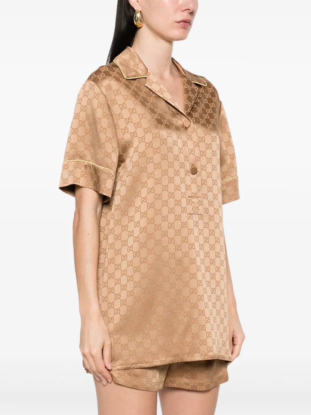 Gucci GG satijnen blouse Bruin