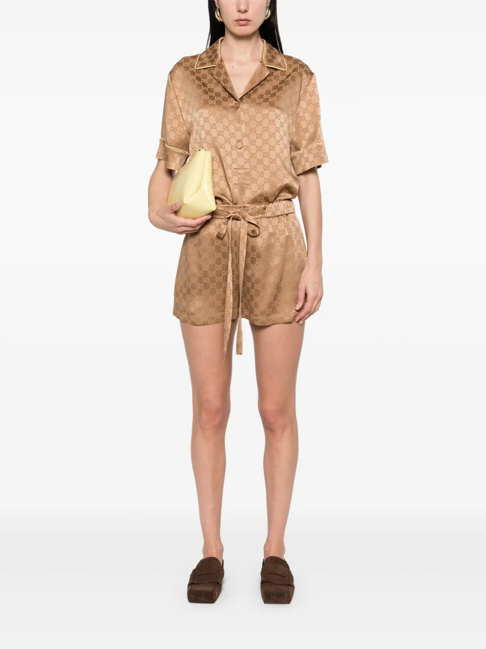 Gucci GG satijnen blouse - Bruin