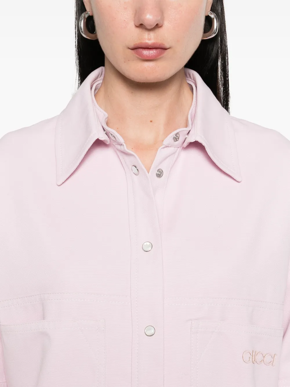 Shop Gucci Canvas Overshirt In Pink