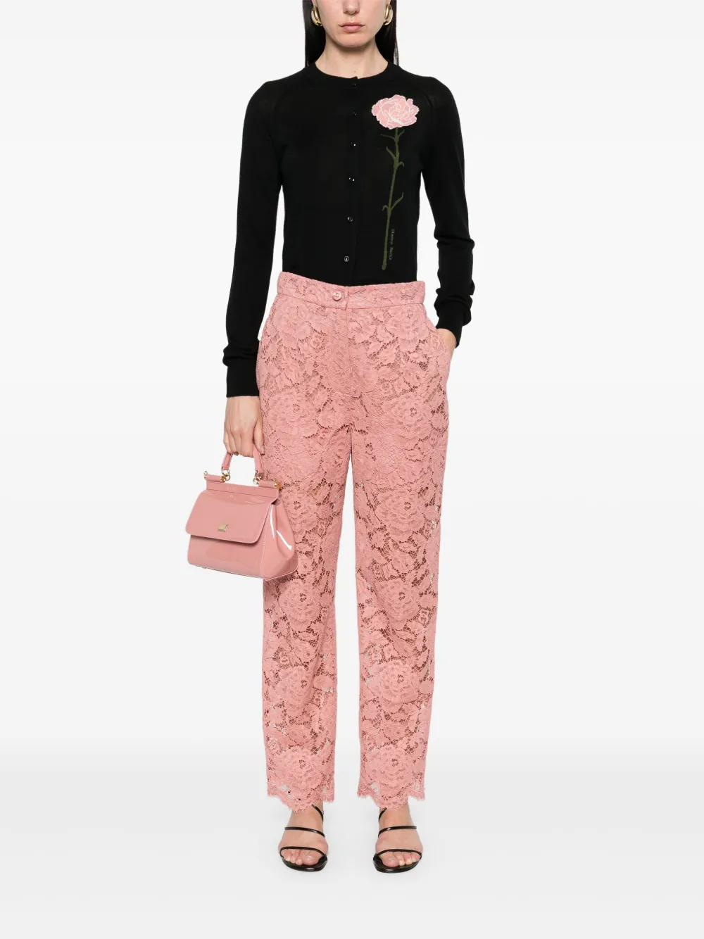 Dolce & Gabbana Broek met bloemenkant - Roze