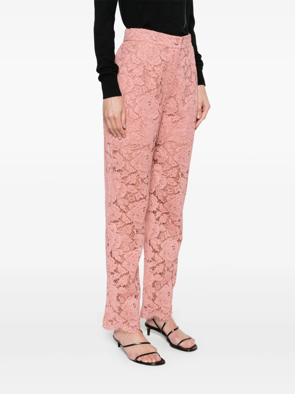 Dolce & Gabbana Broek met bloemenkant Roze