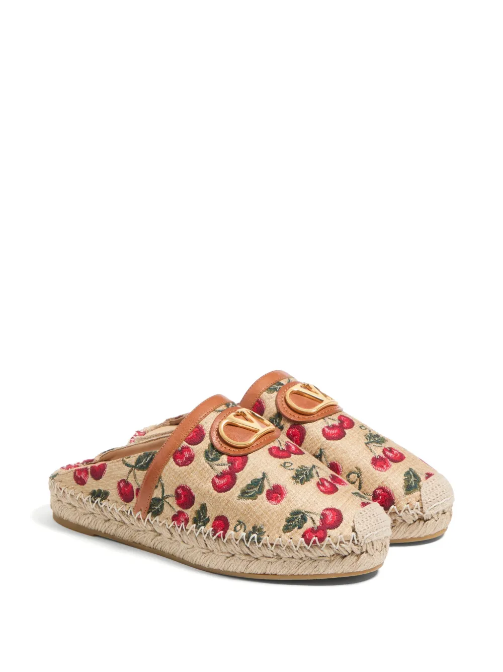 Valentino Cherryfic Leather-trim Espadrille In Multi