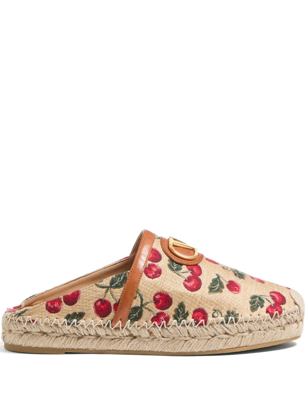 Valentino Cherryfic Leather-trim Espadrille In Multi