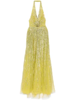 sachin and babi light blue dress Elie Saab Tulle Embroidered Off-the-shoulder Maxi Dress in Purple main image 1