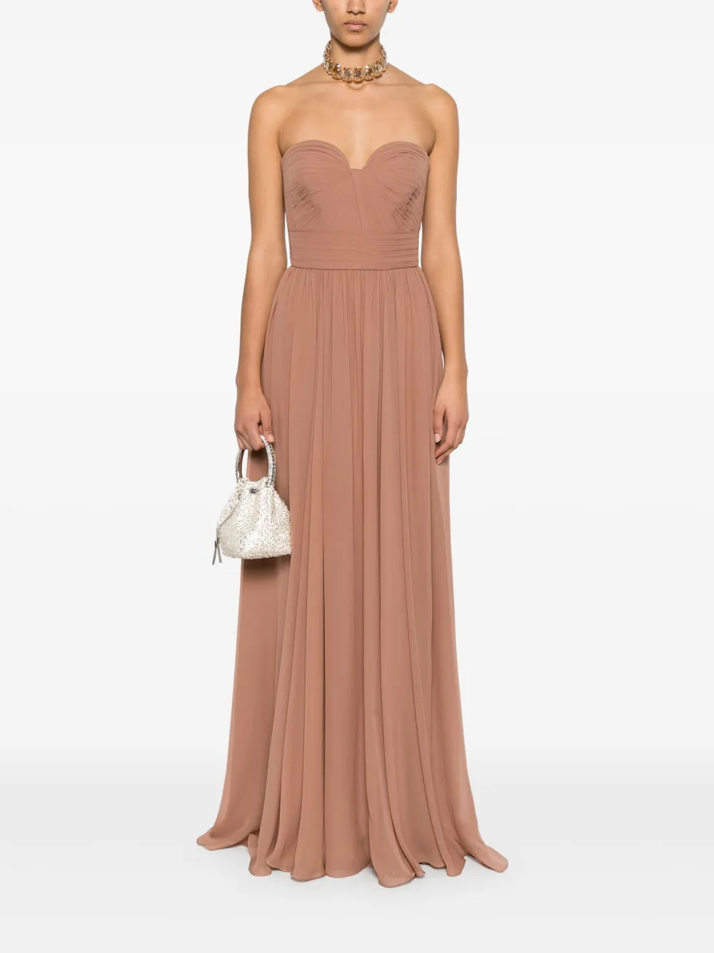 Elie Saab Zijden avondjurk - Bruin