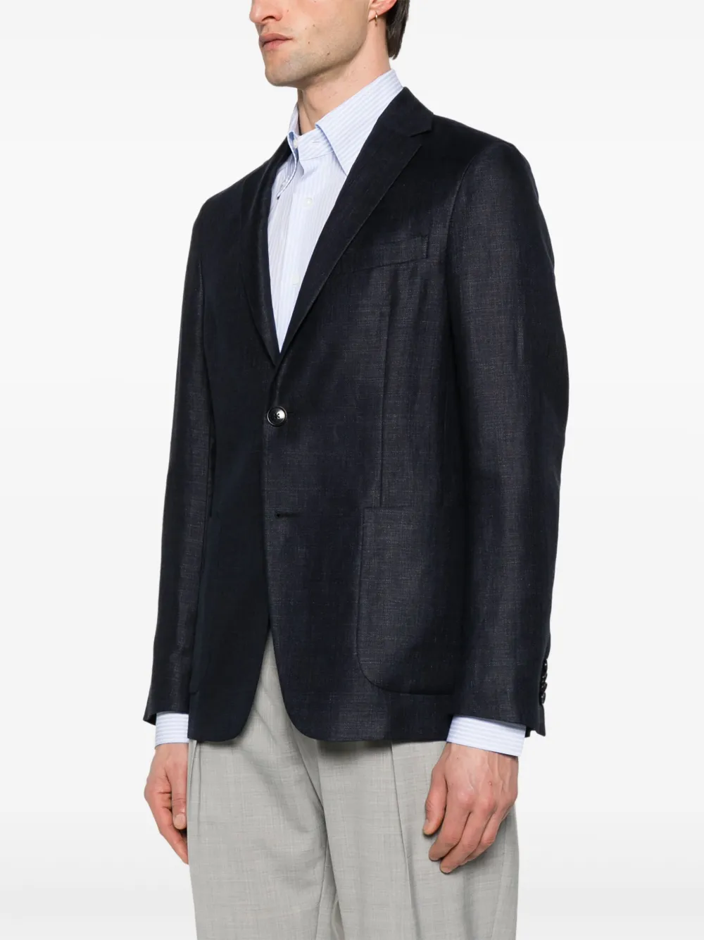Shop Zegna Single-breasted Blazer In Blue