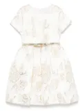 Monnalisa floral-jacquard dress - White