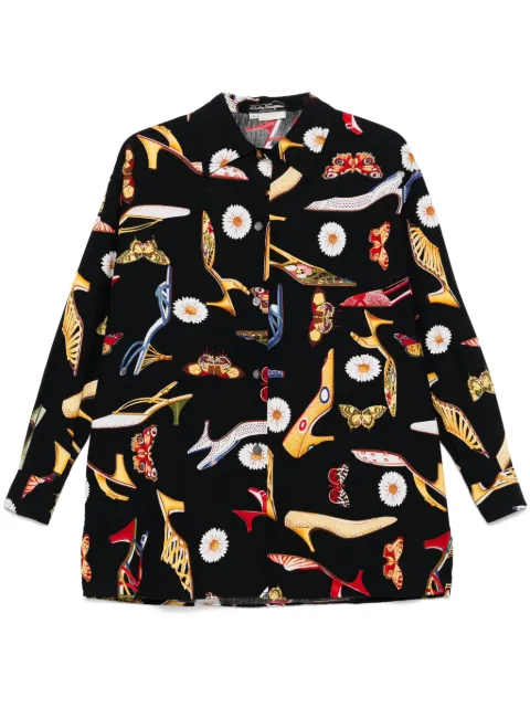 Ferragamo Pre-Owned camisa con zapatos estampados 1990
