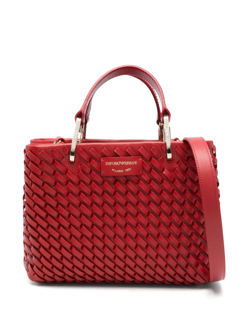 Emporio Armani Geweven shopper Rood