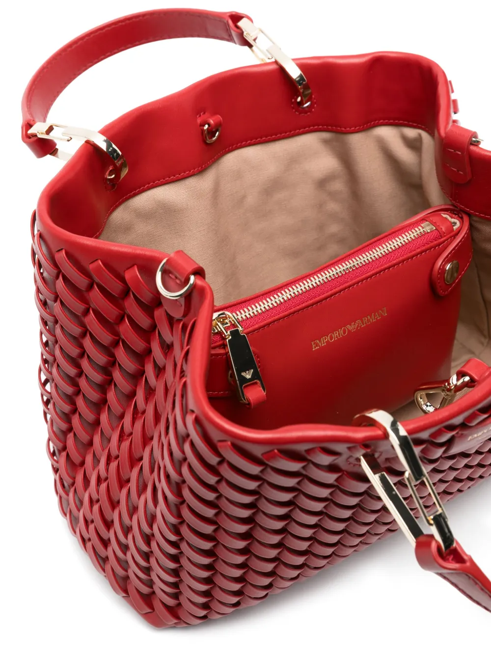 Emporio Armani Geweven shopper Rood