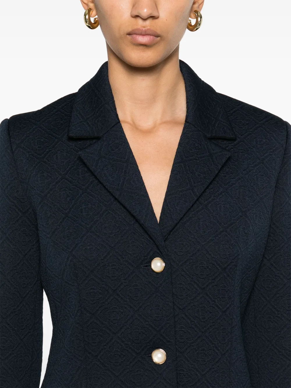 Casablanca Pak met enkele rij knopen en monogram-jacquard Blauw