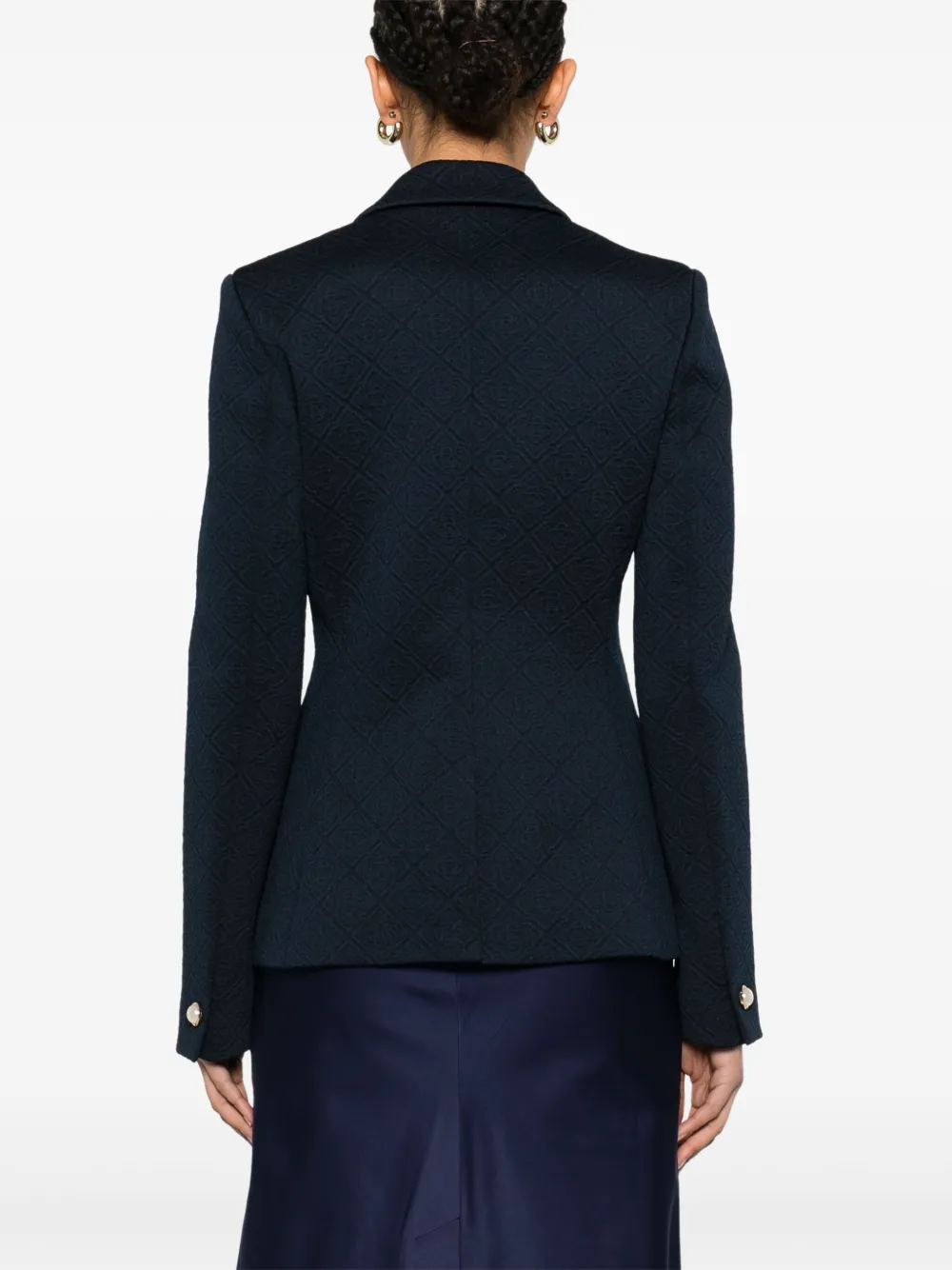 Casablanca Pak met enkele rij knopen en monogram-jacquard Blauw