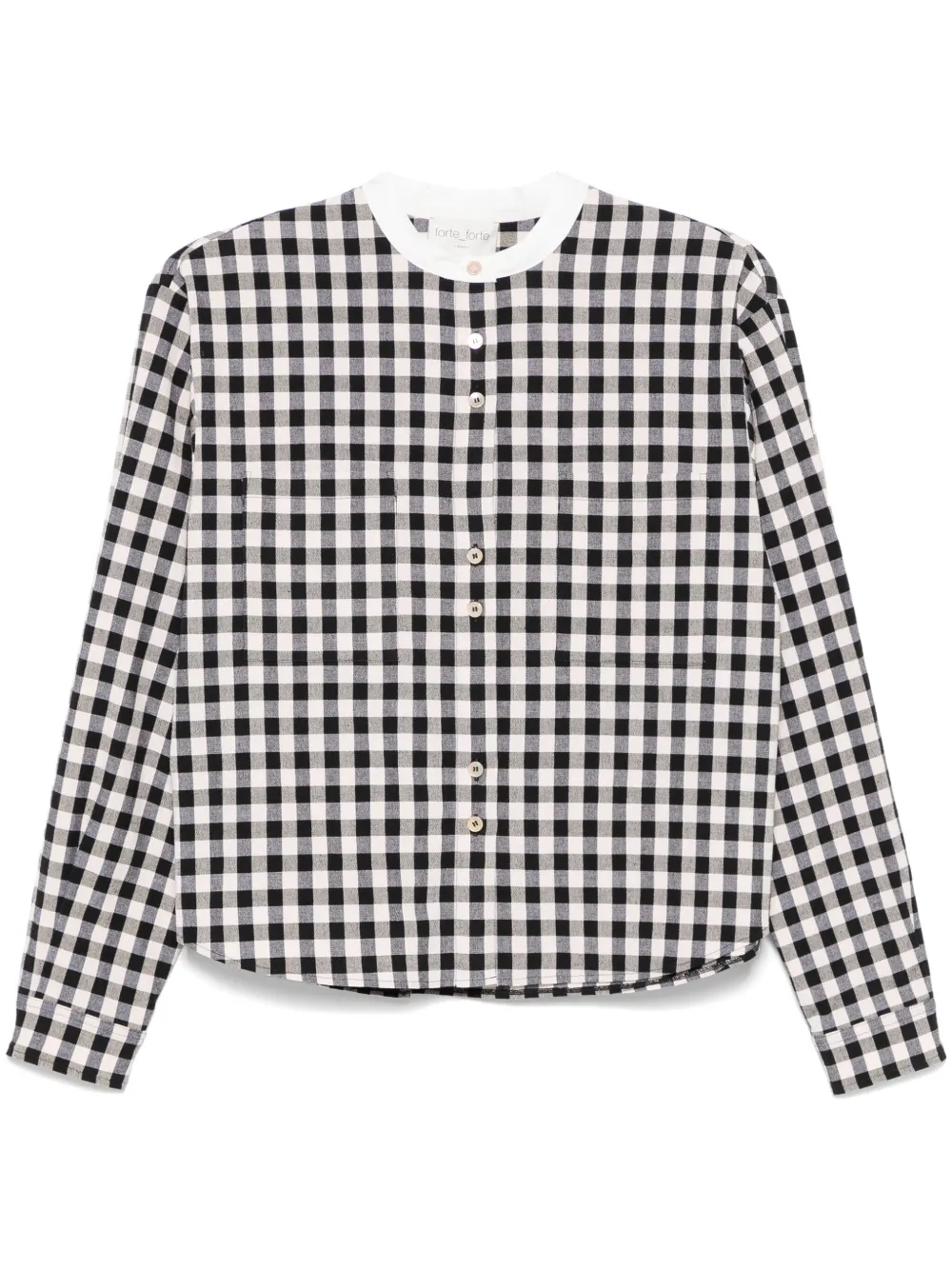 granddad-collar gingham-check shirt