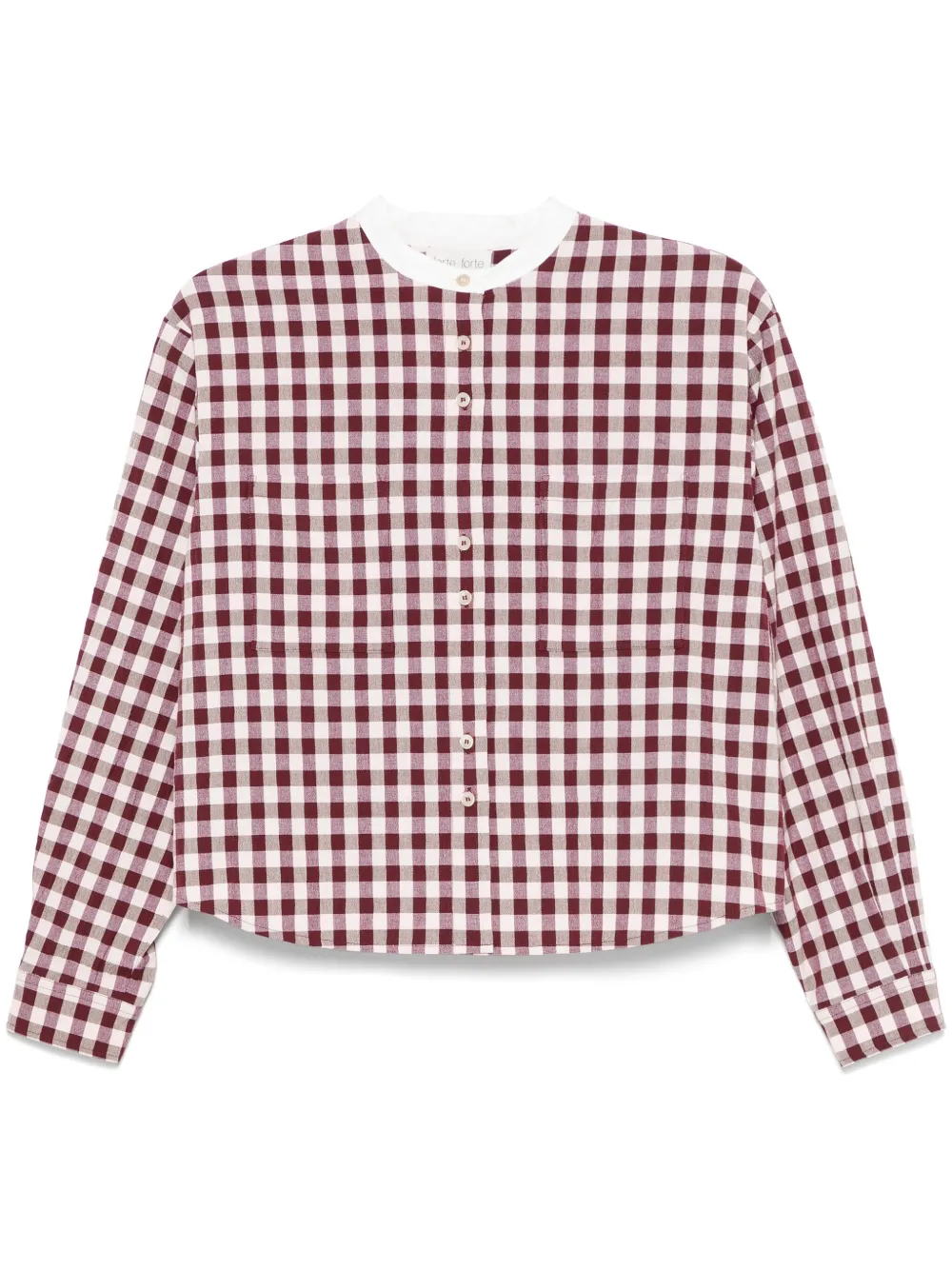 granddad-collar gingham-check shirt