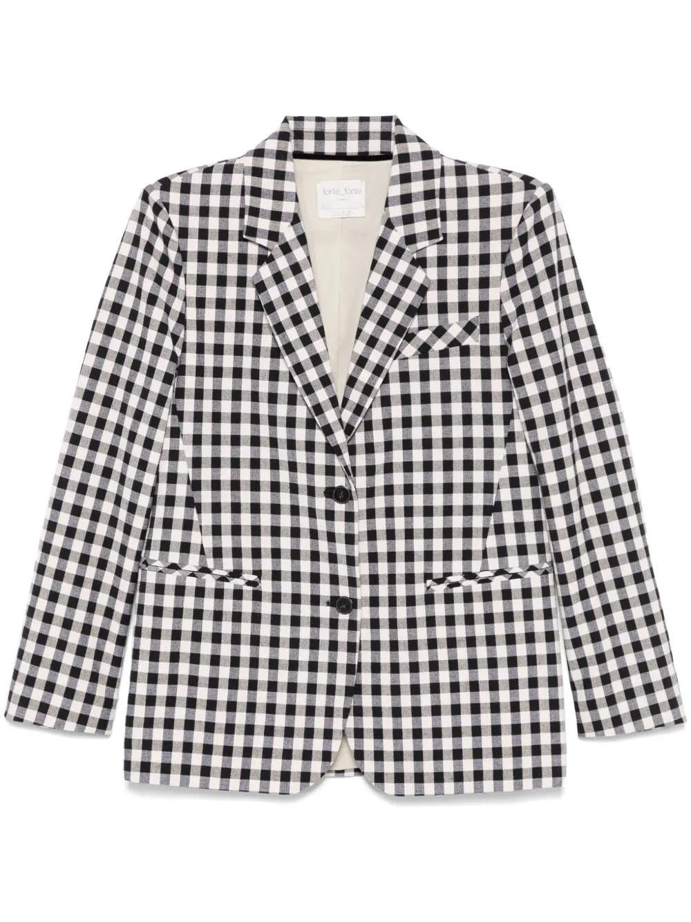 gingham-check blazer