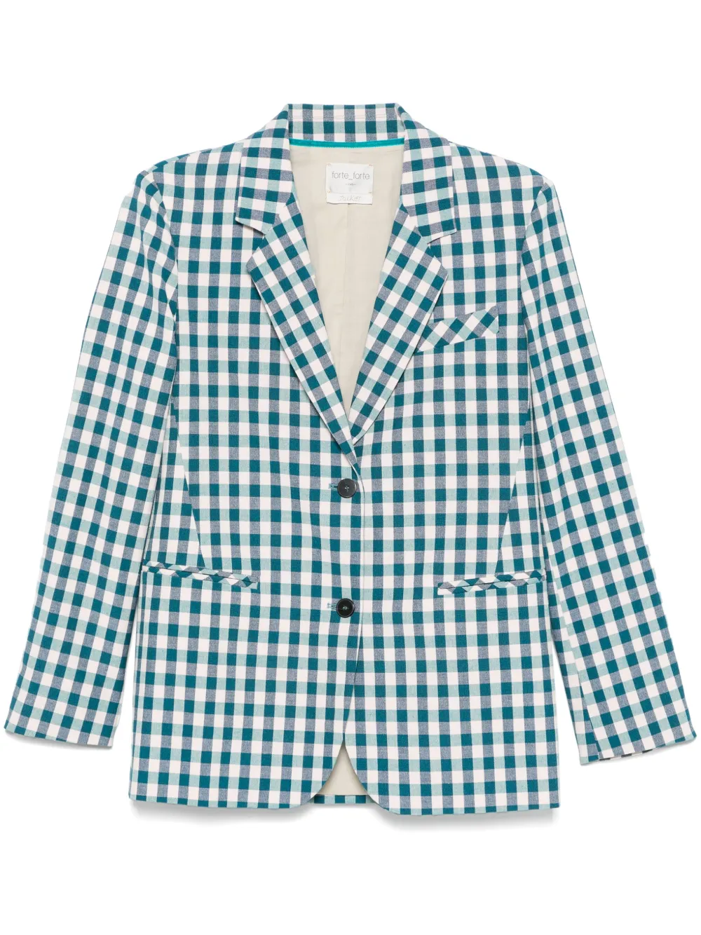 gingham-check blazer