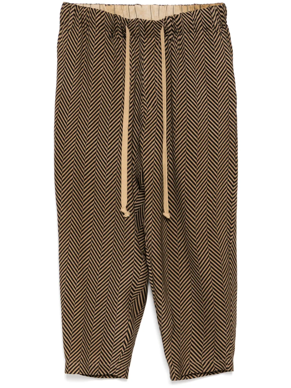 patterned drop-crotch trousers