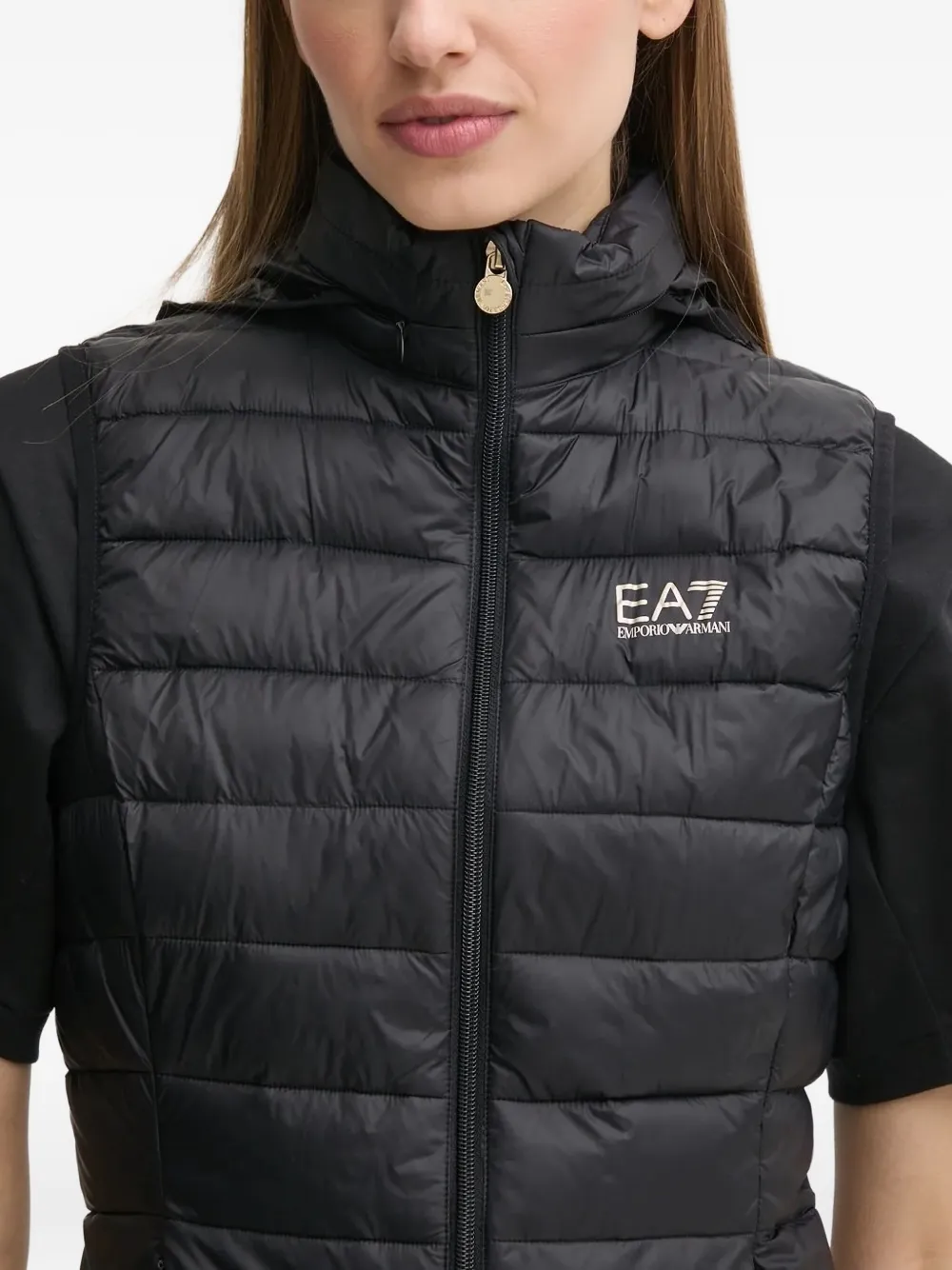 Ea7 Emporio Armani Bodywarmer met capuchon Zwart