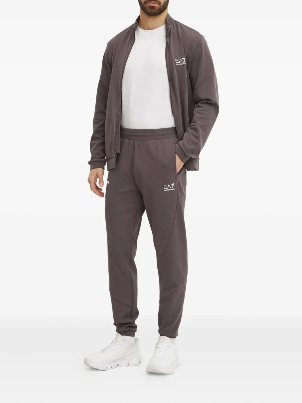 Ea7 Emporio Armani logo-print zip-up tracksuit - Bruin