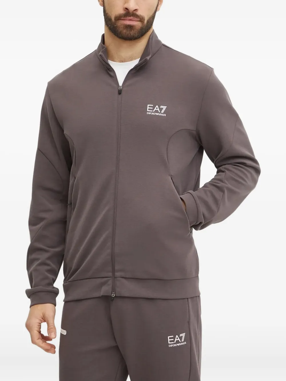 Ea7 Emporio Armani logo-print zip-up tracksuit Bruin