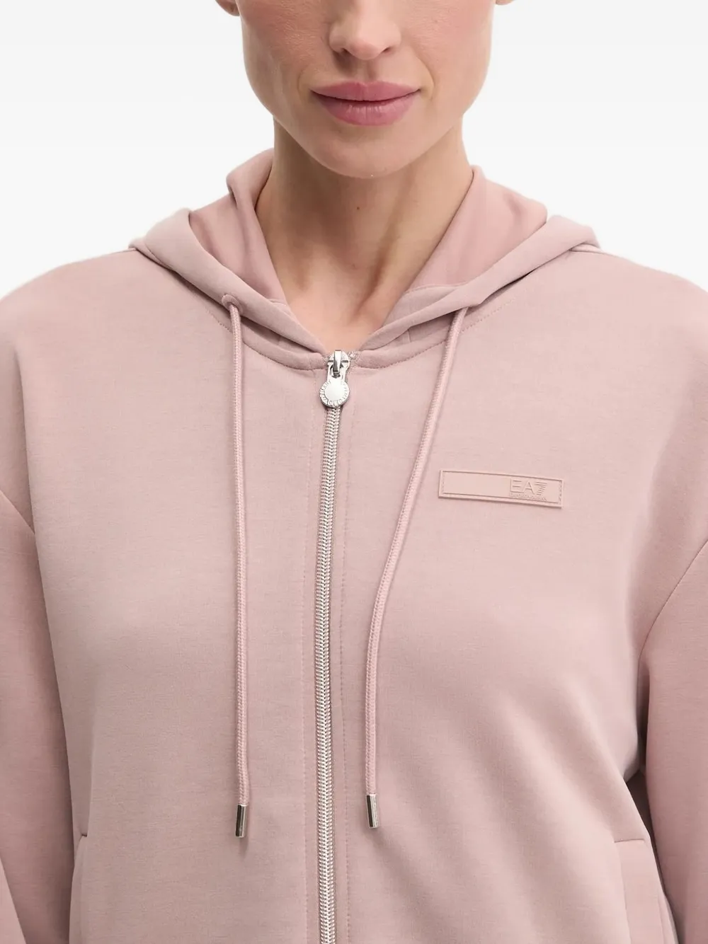 Ea7 Emporio Armani rhinestone-trimmed hooded tracksuit set Roze