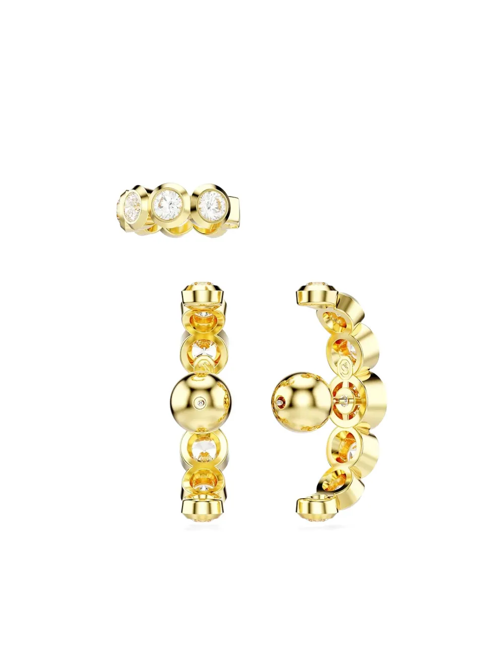 Swarovski Imber Round-cut Gold Plated Earrings Set In Gold