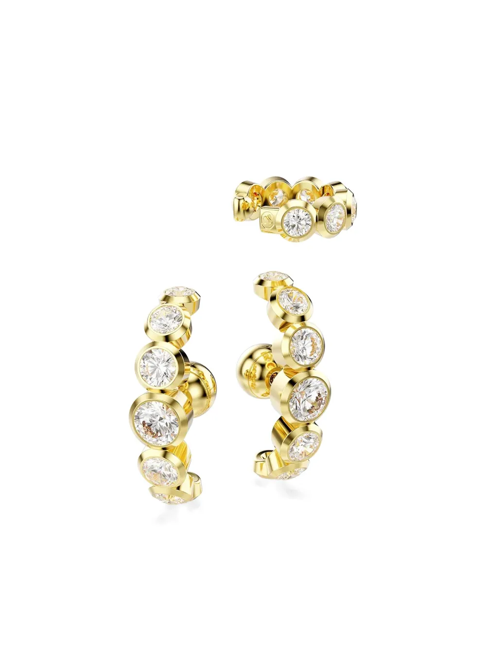 Swarovski Imber Round-cut Gold Plated Earrings Set In Gold