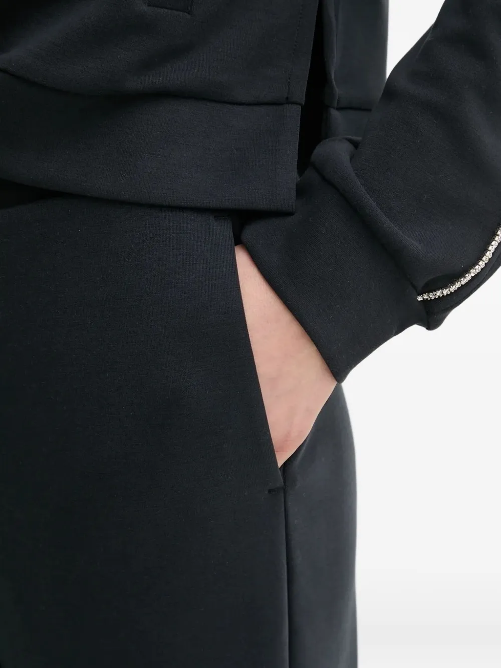 Ea7 Rhinestone-trimmed Zip-up Track Suit In Black