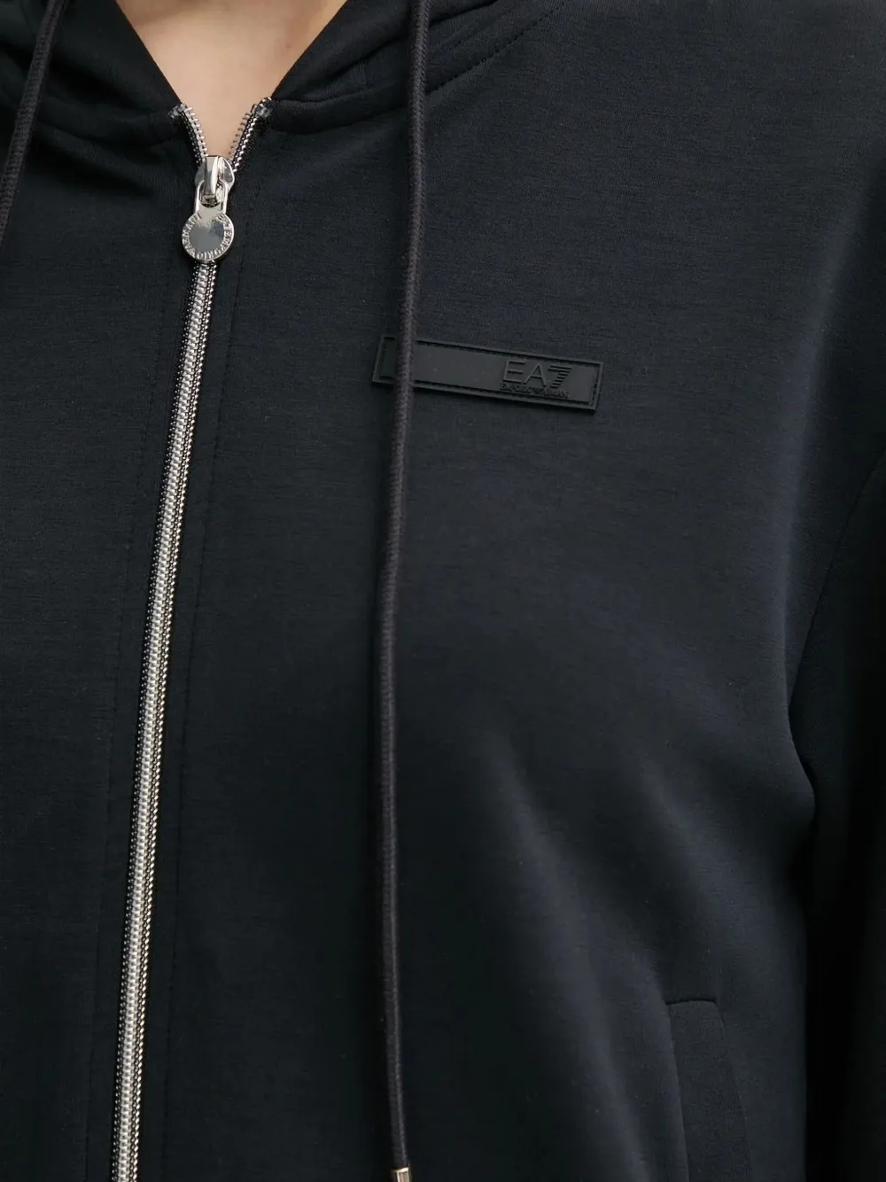 Ea7 Rhinestone-trimmed Zip-up Track Suit In Black