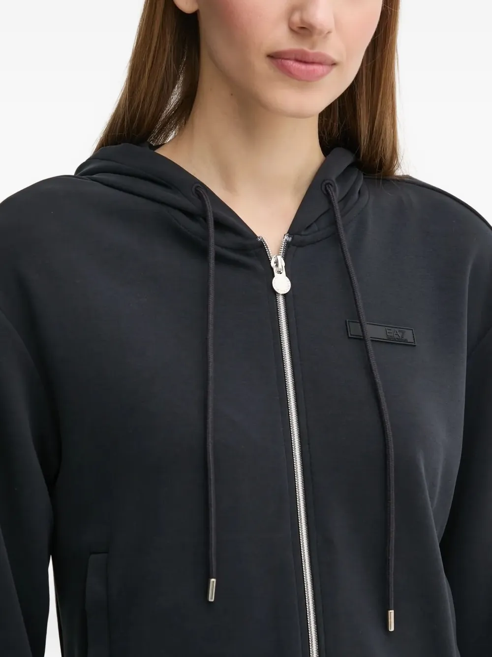 Ea7 Rhinestone-trimmed Zip-up Track Suit In Black