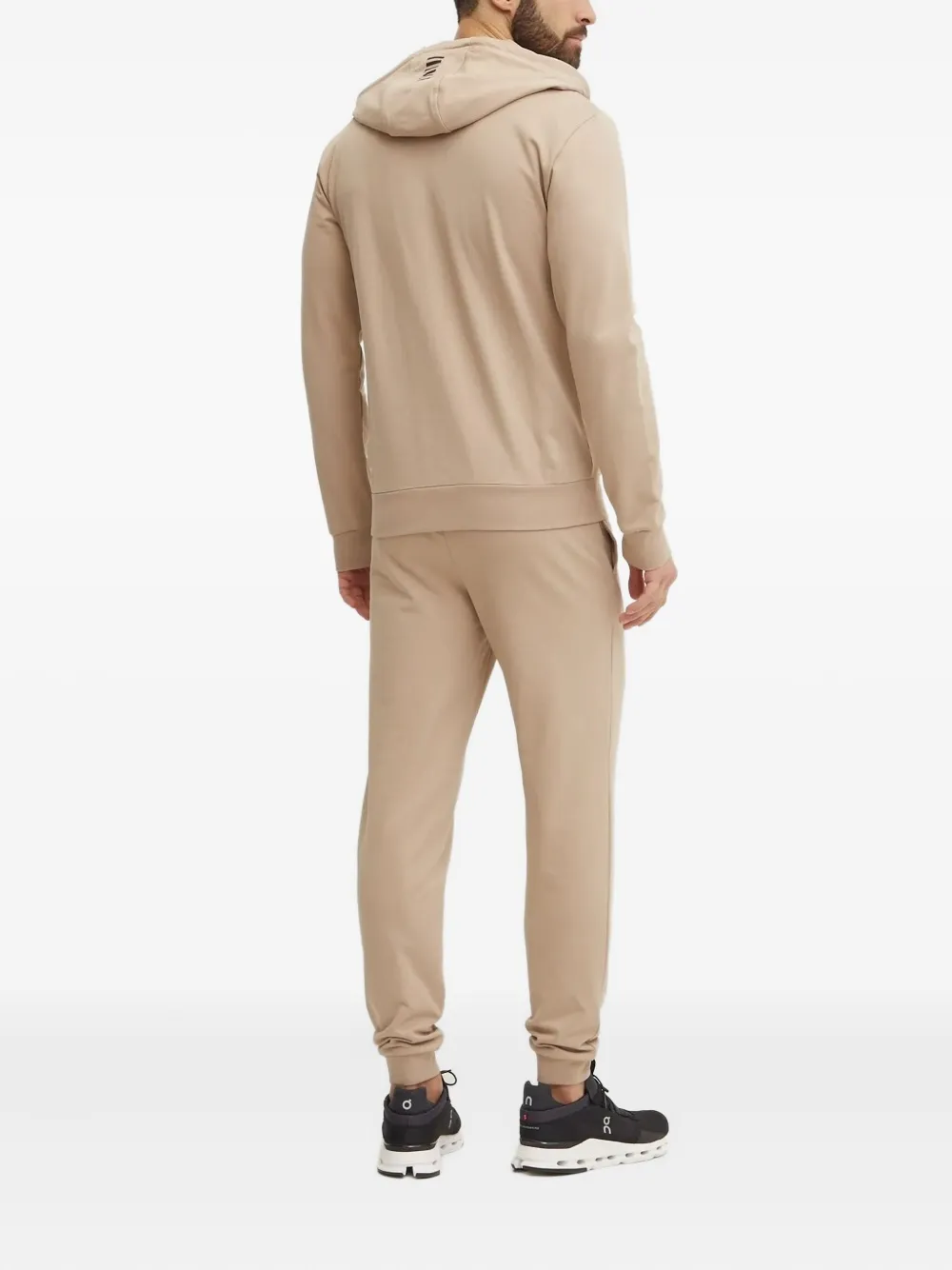 Ea7 Emporio Armani Hoodie met logoprint en rits Bruin