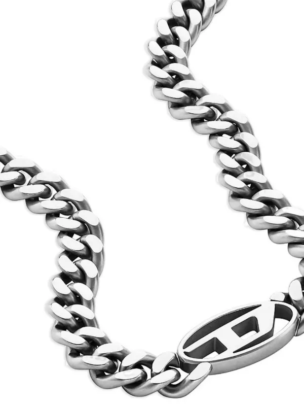 ★【DIESEL】 Oval D Logo Choker Necklace★ Diesel oval-D Logo Chocker Necklace | Silver | FARFETCH