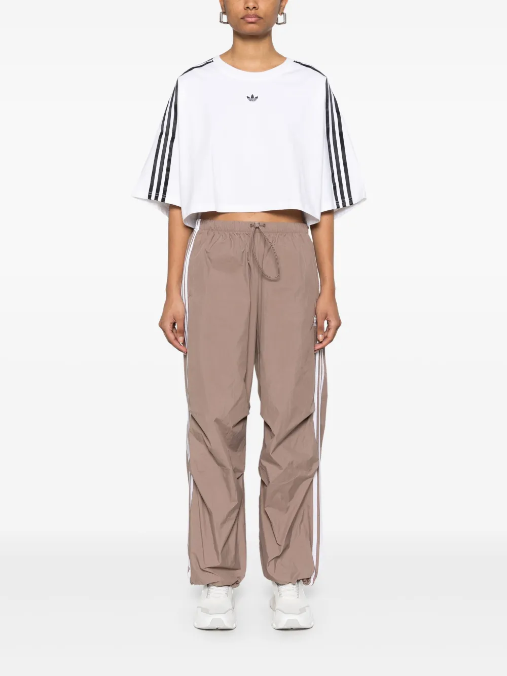 Adidas Parachute broek met 3 strepen - Bruin