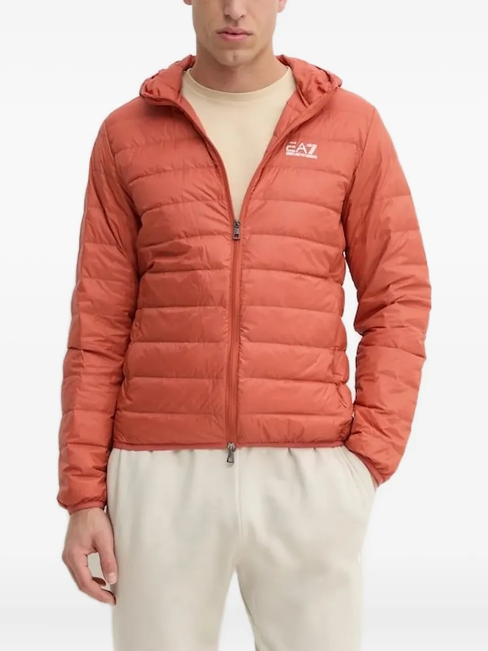 Ea7 Emporio Armani Gevoerd jack met capuchon Oranje