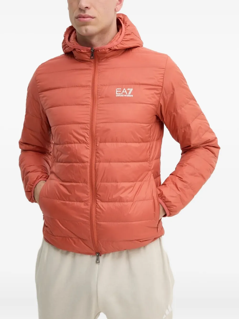 Ea7 Emporio Armani Gevoerd jack met capuchon Oranje