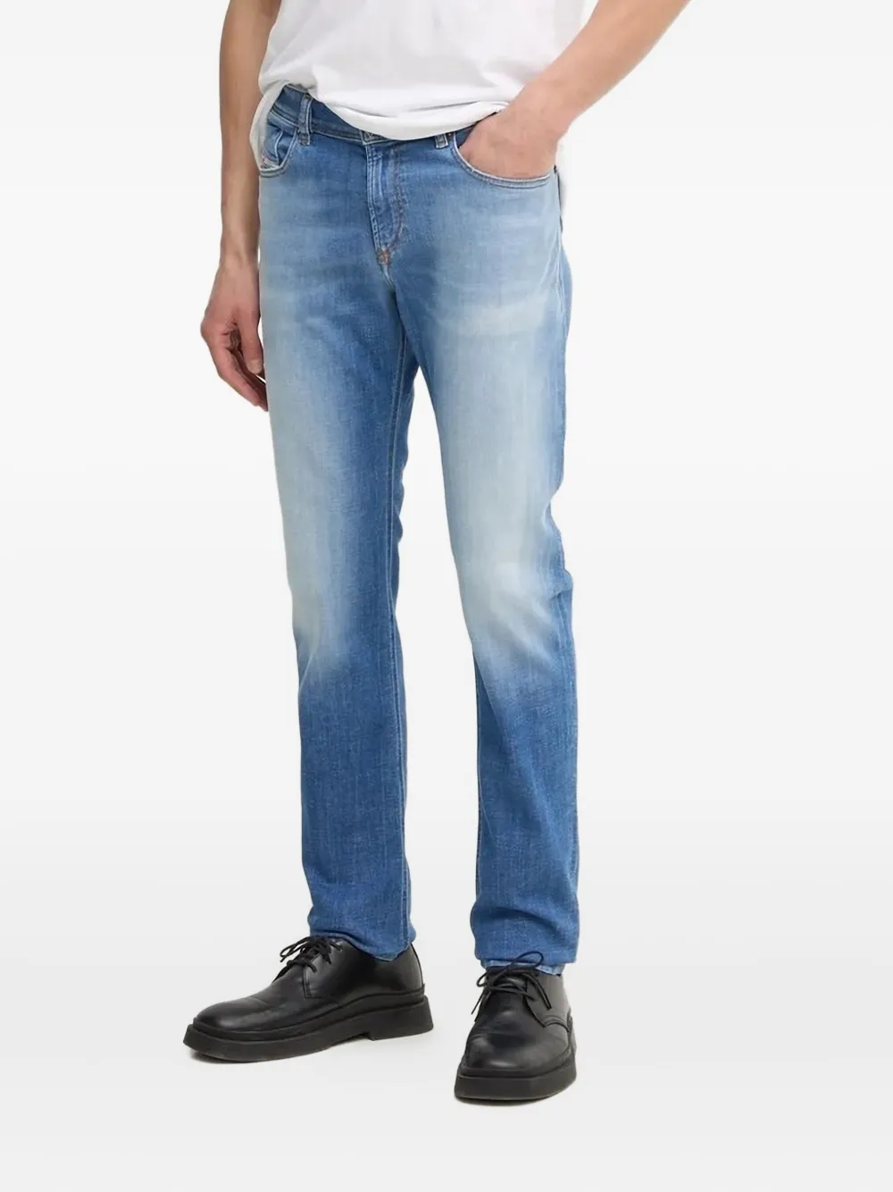 Diesel Logo-plaque Cotton Jeans In Blue