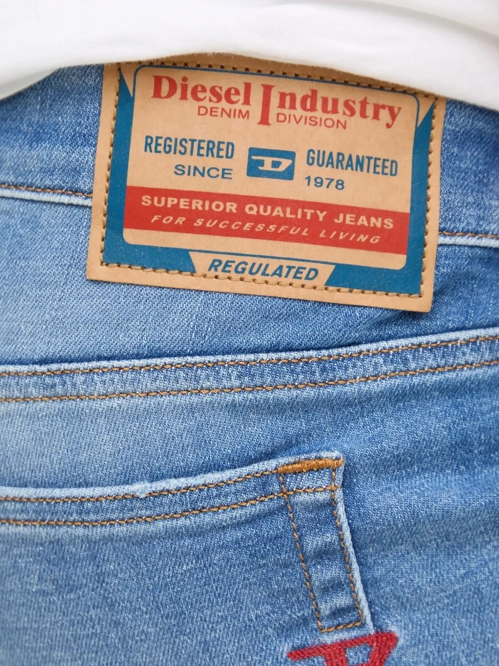 Diesel Logo-plaque Cotton Jeans In Blue