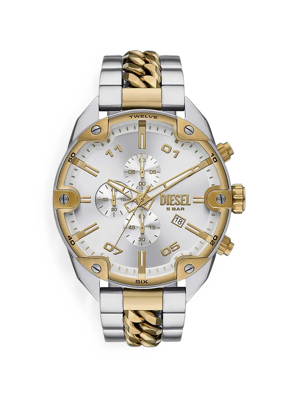 Diesel logo-print 49mm watch - Argento