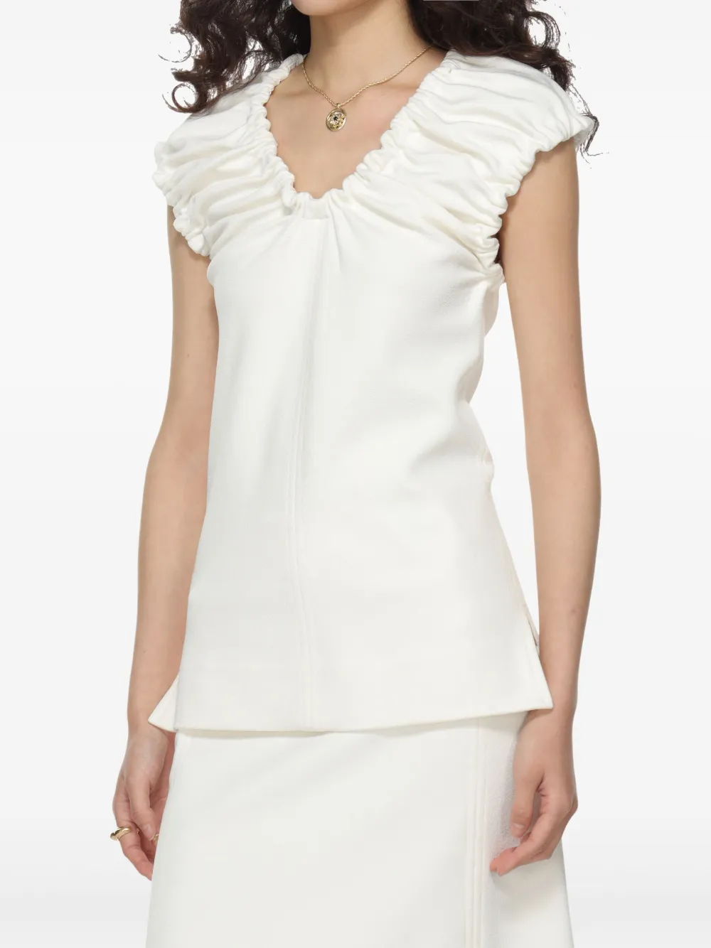 Jil Sander Gathered Blouse In 白色