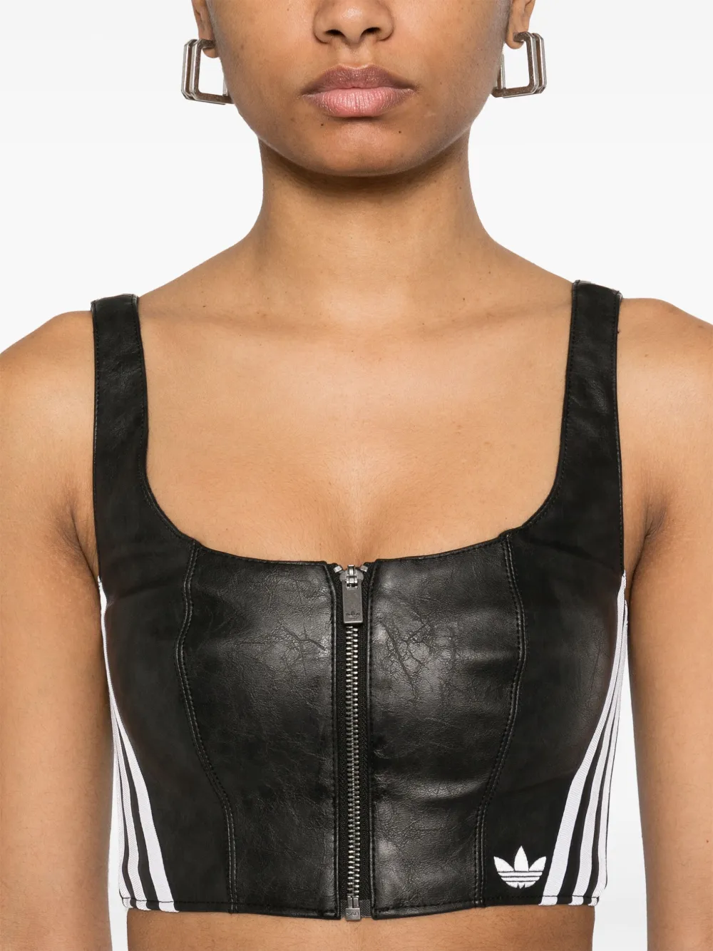 adidas Tanktop van imitatieleer Zwart