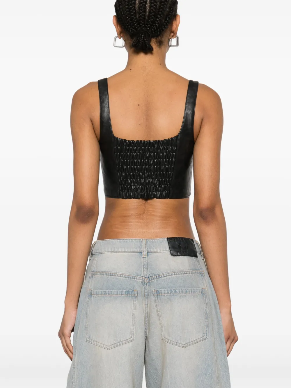 adidas Tanktop van imitatieleer Zwart