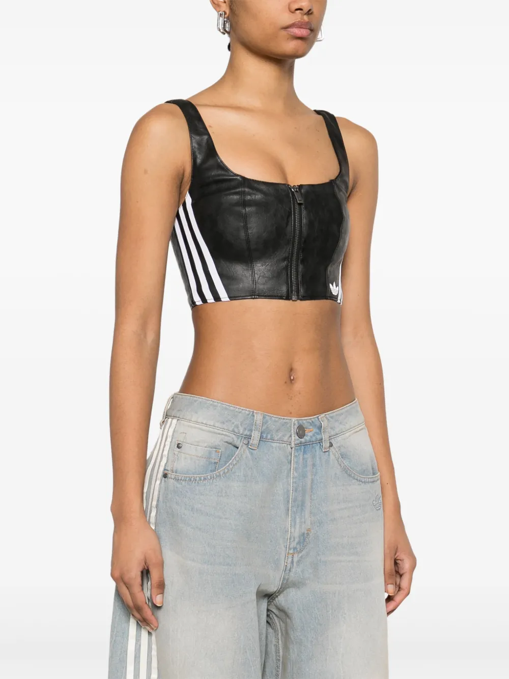 adidas Tanktop van imitatieleer Zwart