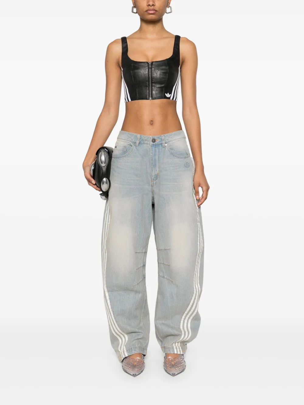 adidas Tanktop van imitatieleer Zwart