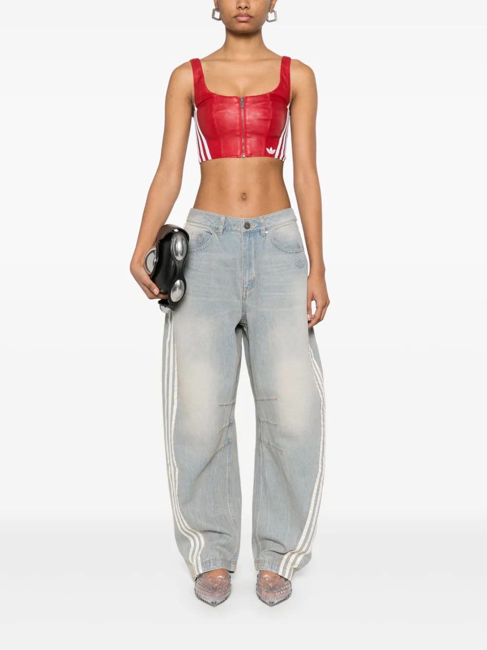 adidas Tanktop van imitatieleer Rood