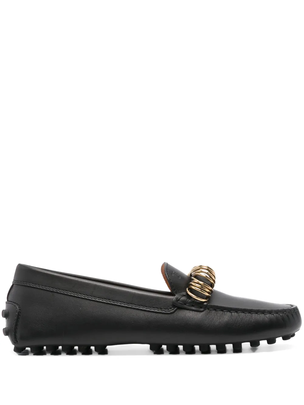 Tod’s ring-embellished loafers – Black