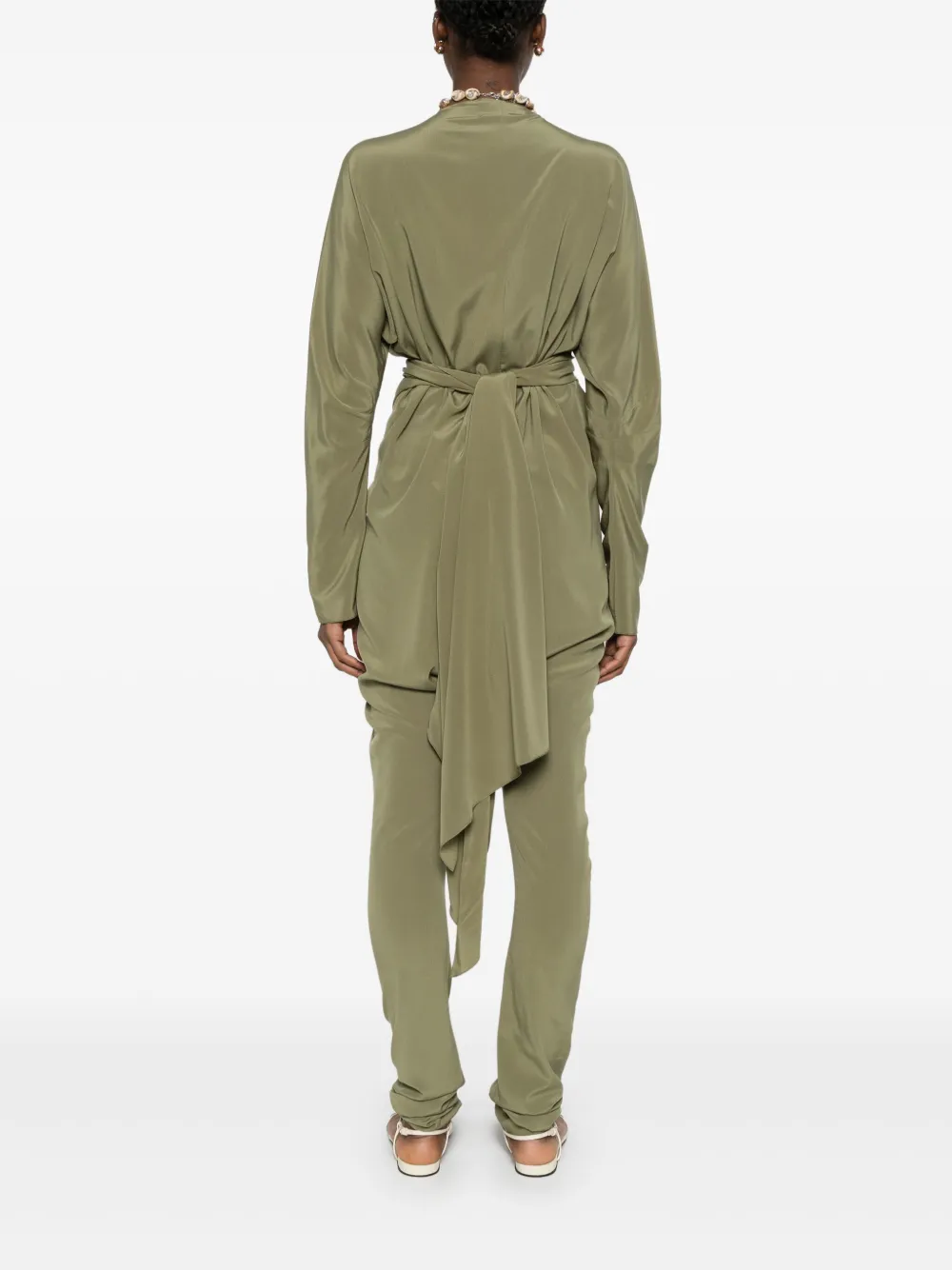 Cortana Serp Silk Jumpsuit In Green