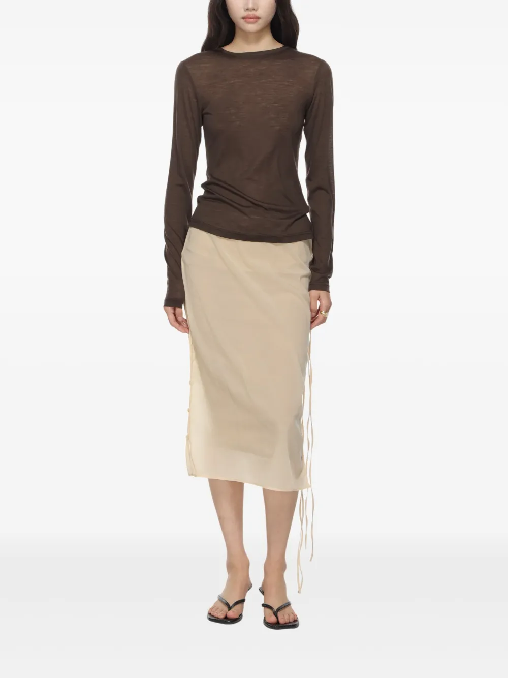 Low Classic Rok met zijstrik - Beige