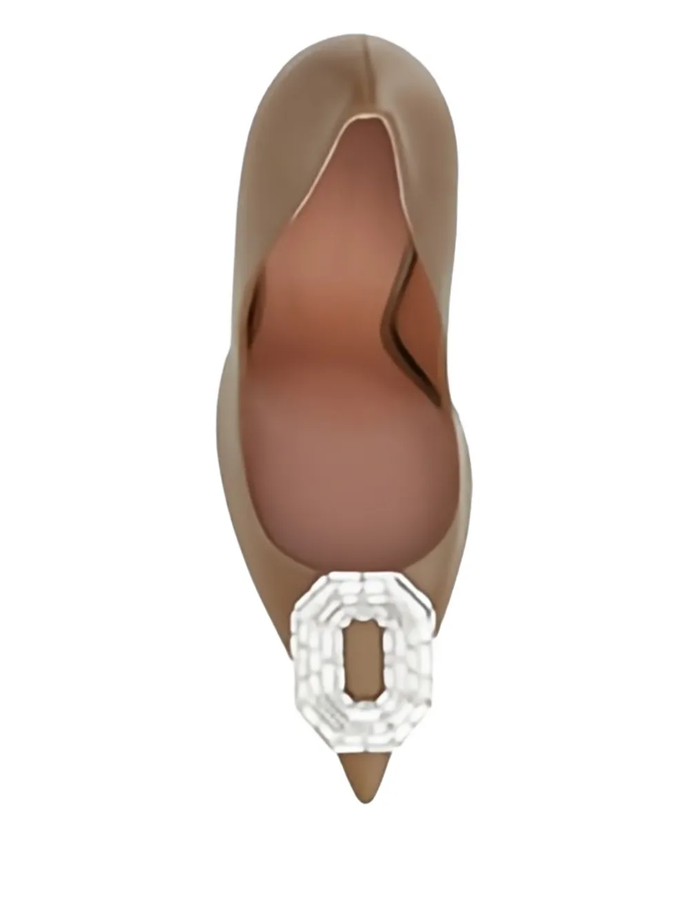 Amina Muaddi 105mm Camelia crystal-embellished pointed-toe pumps Brown
