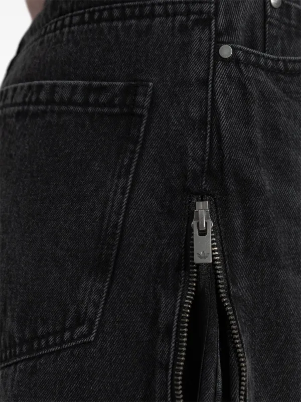 Adidas zip-detail wide-leg Jeans | Black | FARFETCH