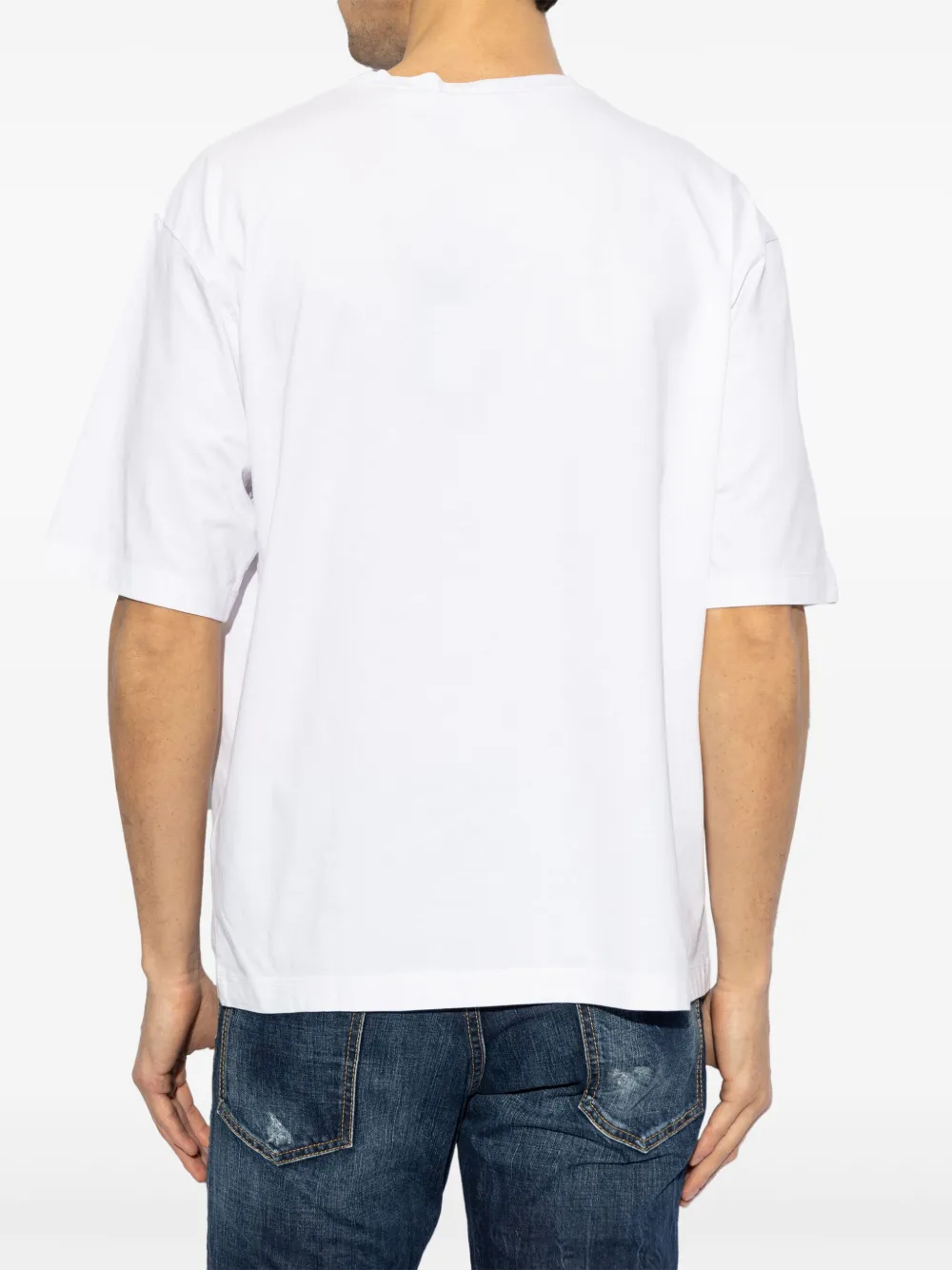 Dsquared2 White Crewneck T-shirt With Print On The Front In Cotton Man In White